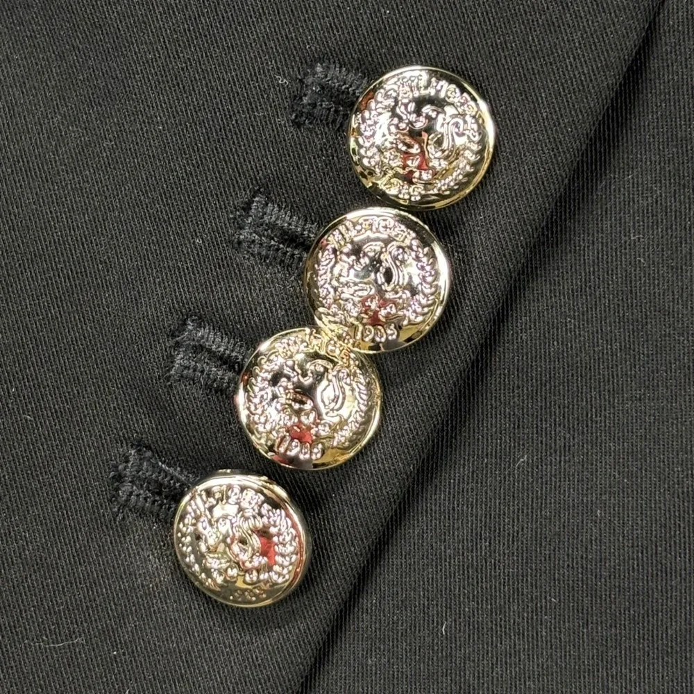 Tommy Hilfiger Blazer Womens 10 Black Single Button Gold Crest Buttons Tailored - Picture 2 of 16